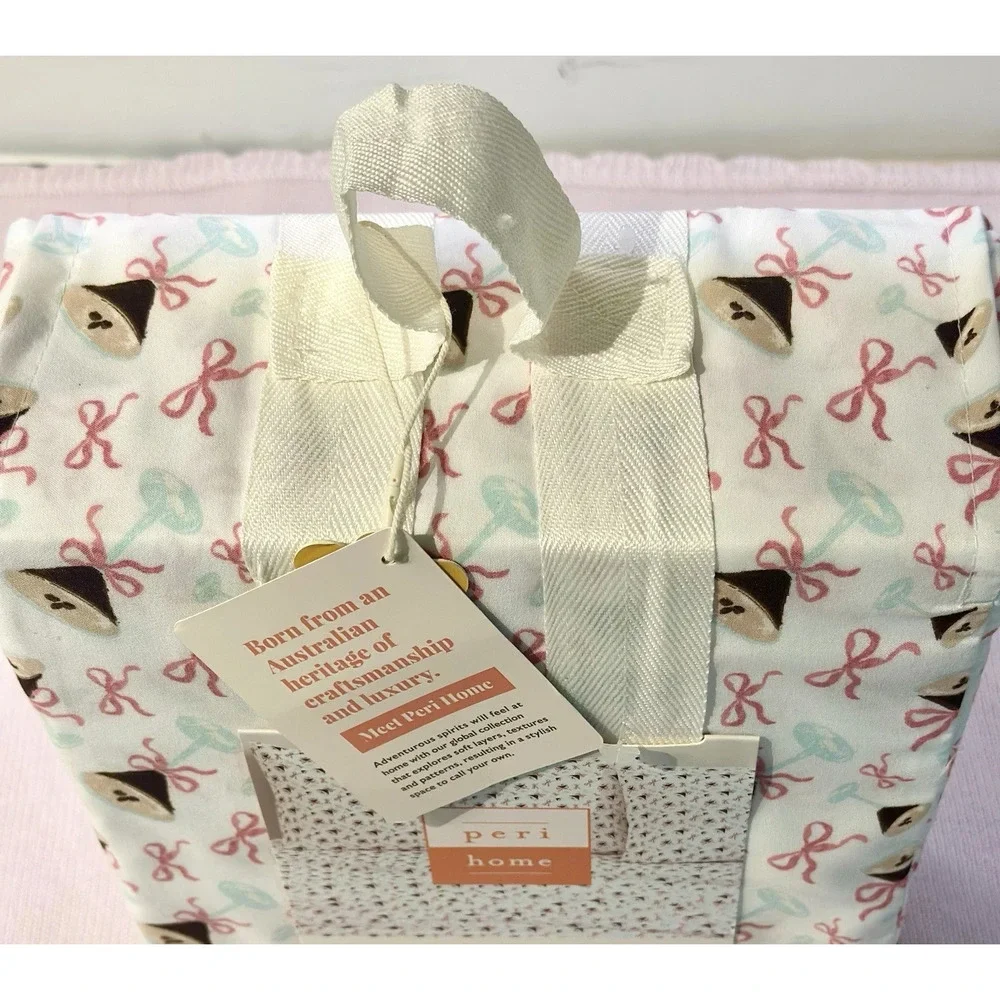 Espresso Martini White Pink Ribbon Bow Coquette Bedding 4pc Sheet Set Size FULL